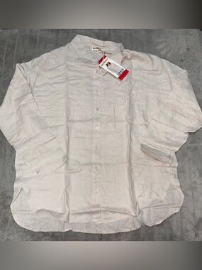 Blank NYC Tan Linen Button Down Shirt